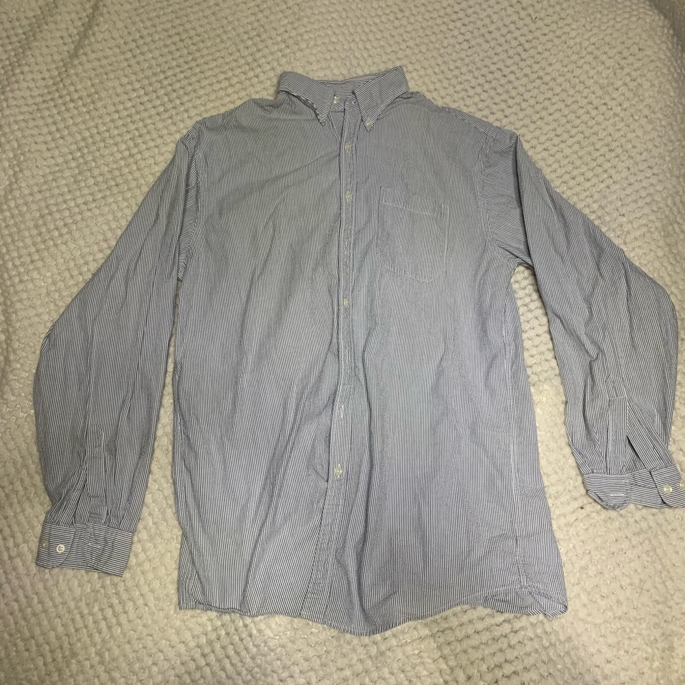 L.L. Bean Blue Casual Button Down Shirt Relaxed Fit